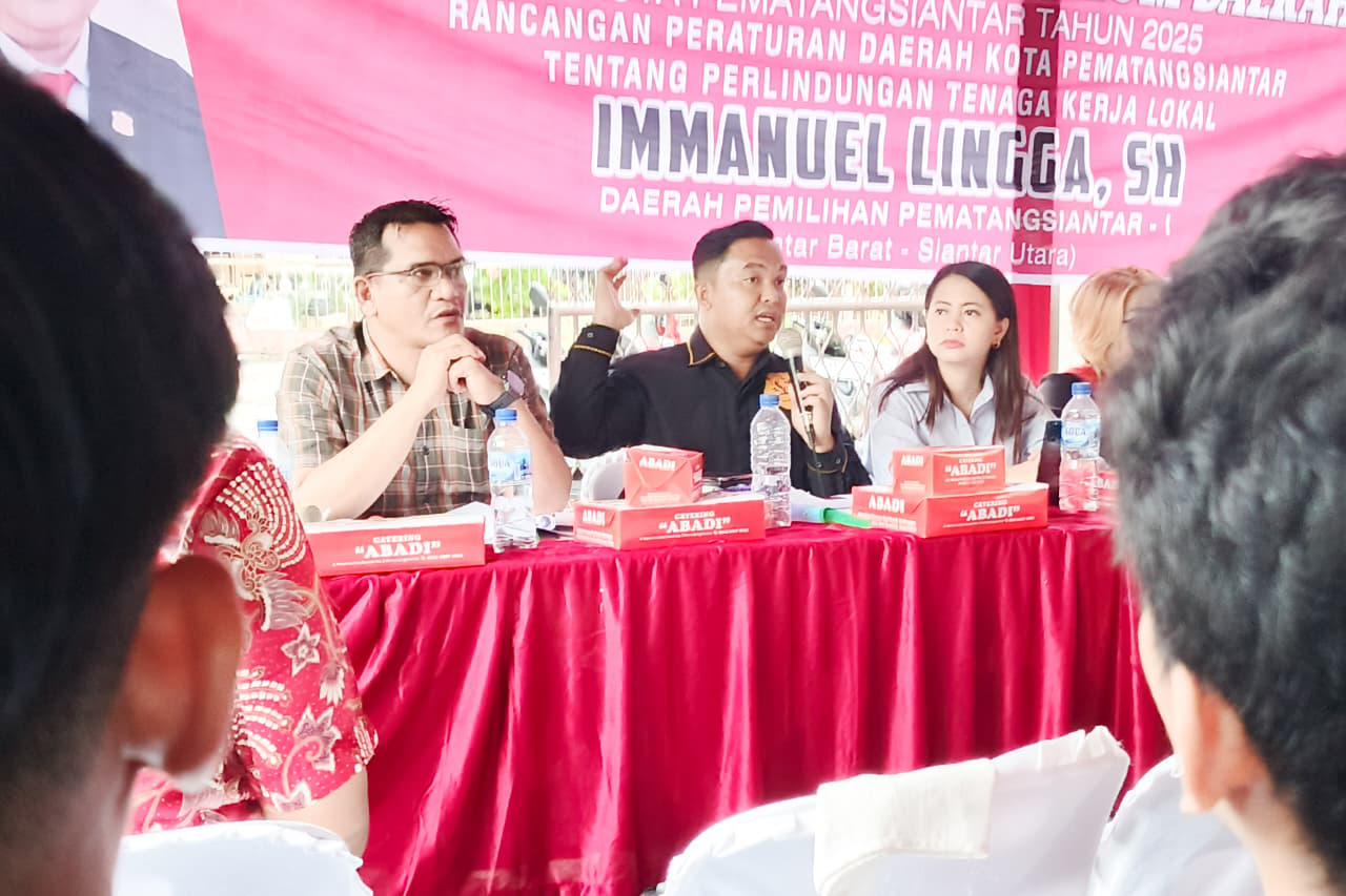 Sosialisasikan Ranperda TKL, Anggota DPRD Siantar Immanuel Lingga Terima Masukan Masyarakat